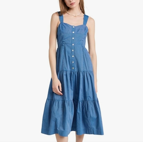 Blue Sleeveless Button-Front Dress - Picture 2 of 10